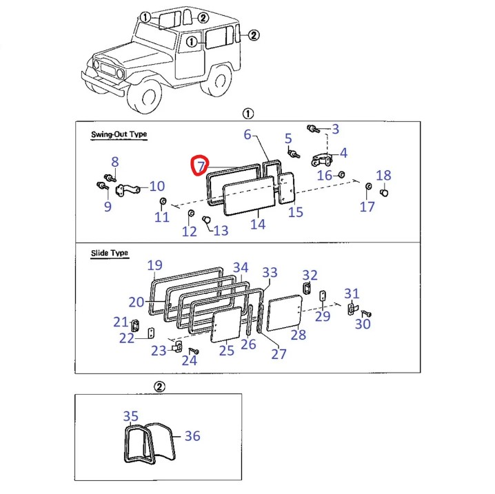 Takasivulasin tiiviste, Landcruiser Series 40 1