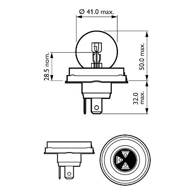 Ajovalon polttimo, R2, 45/40 W, 12 V, P45T-41 1