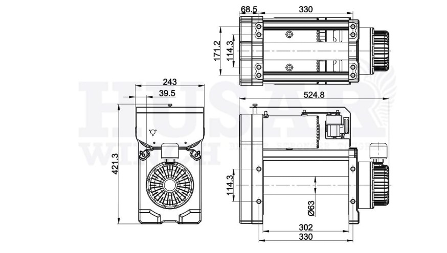 Husar Twin Motor vinssi, 12000 lbs, köysi, 12 V 3