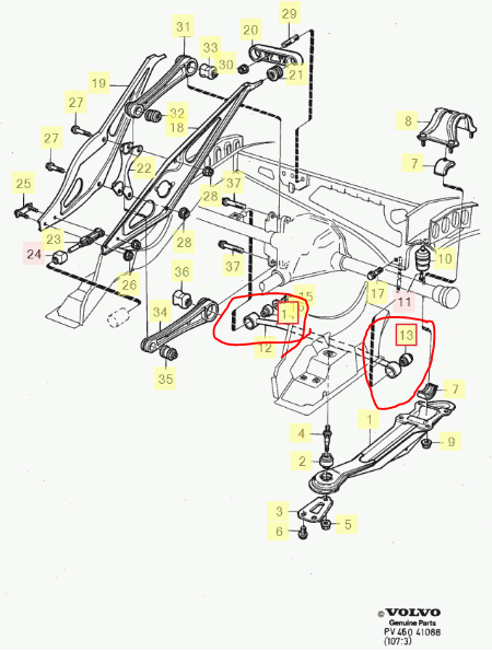 Volvo 740 rear panhard bushings kit 1