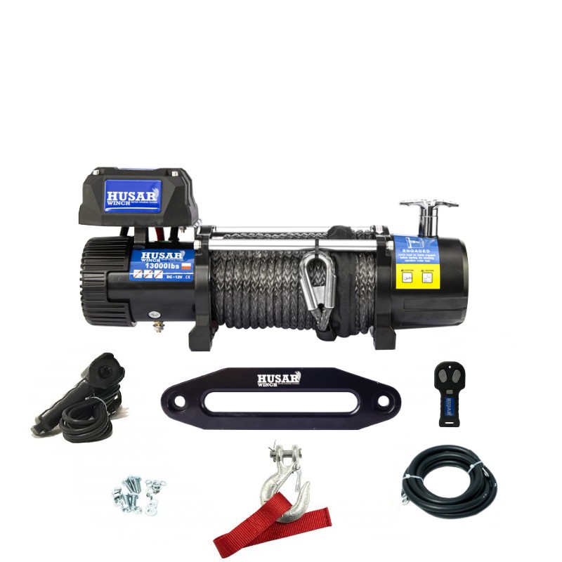 Husar winch, 13500 lbs, rope, 12 V
