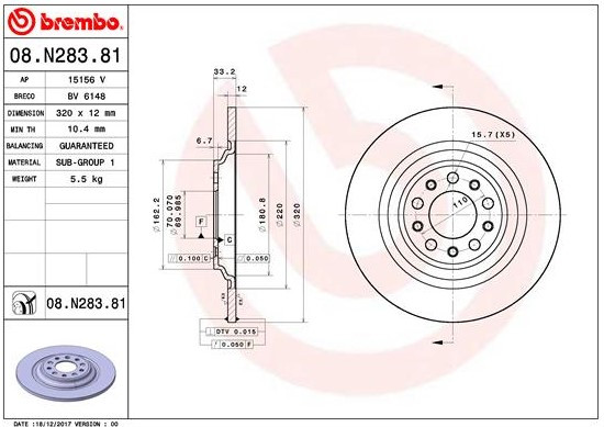 Broms skiva, bak, 320 mm, Cherokee